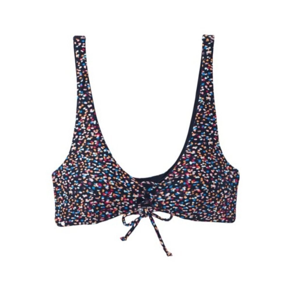 PrAna Ruby Beach Swim Bikini Top XLarge Alotta Dots UPF 50+ removable cups black